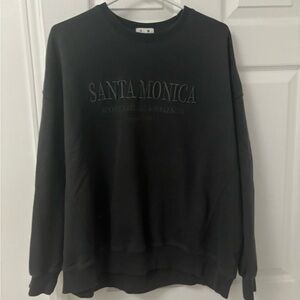 Santa Monica Embroidered Crewneck Sweatshirt - charcoal